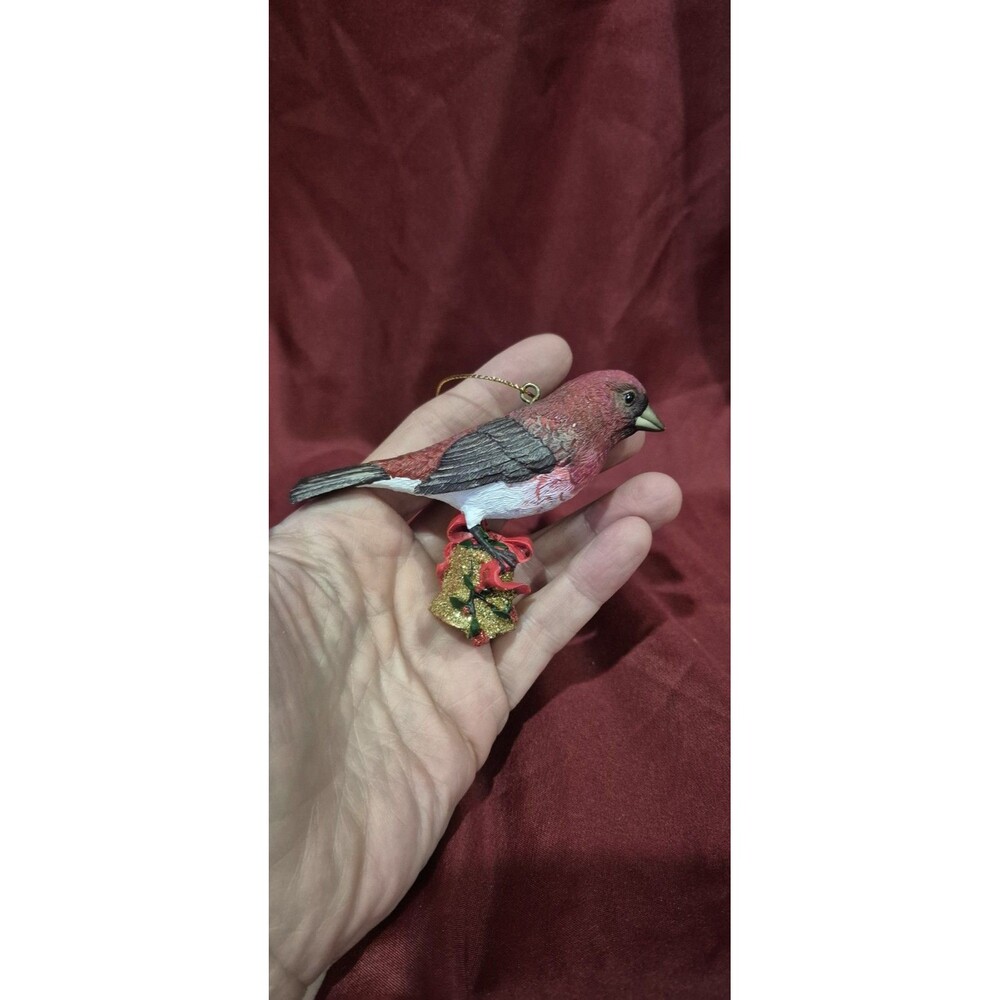 NWT Purple Finch Bird On Bell Danbury Mint The Songbird Christmas Ornaments